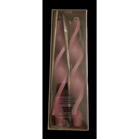Sunshine Candleworks Pink Hand Dipped Spiral Candle Unscented Pack of 2 - Picture 3 of 4